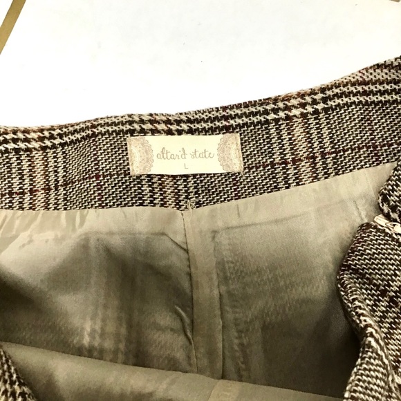 Altar’d State Skort Plaid Brown Houndstooth Lined - Picture 10 of 13
